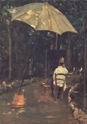 Silvestro lega, Angiolo Tommasi Painting in a Garden (nn02)